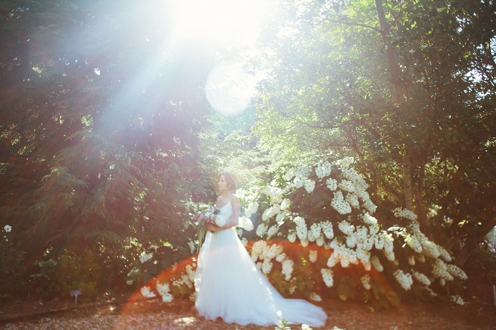 bride with lens flare