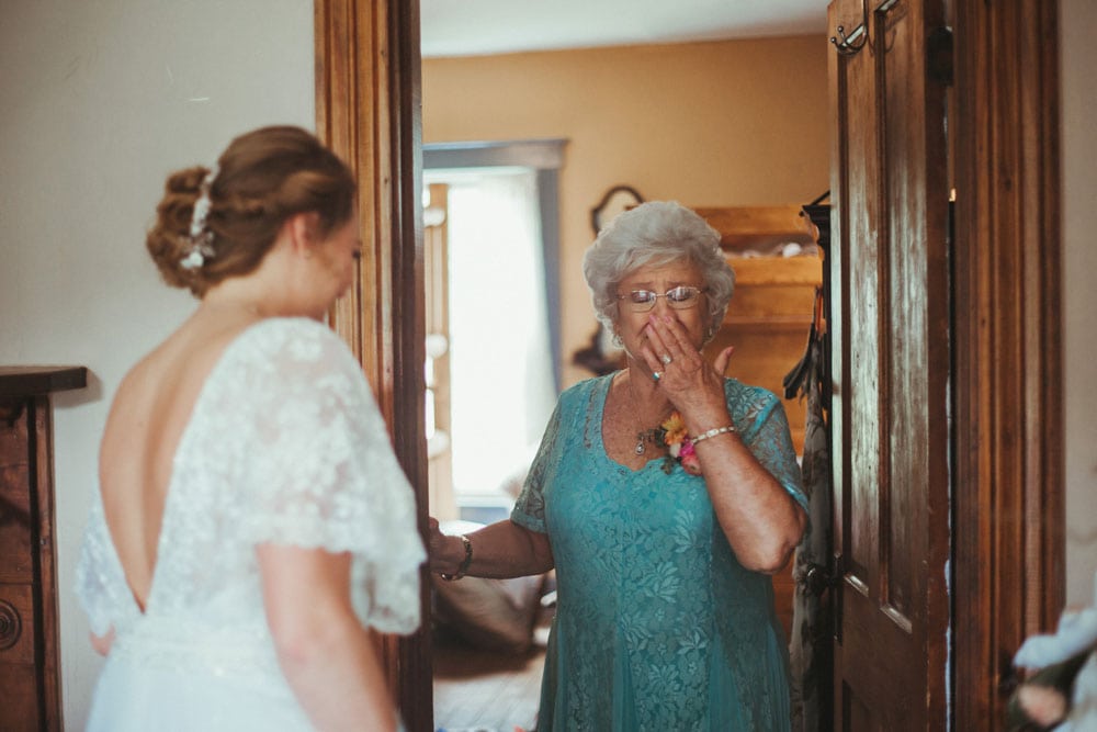 bride's grandmother seeing her for the first time