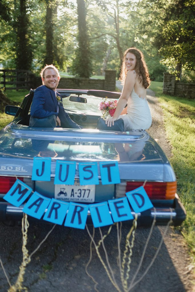 just married classic car